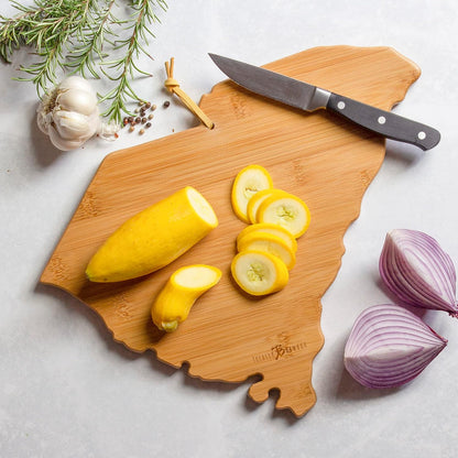 Totally Bamboo Tennessee State Shaped Cutting Board and Charcuterie Serving Platter with Artwork by Fish Kiss, Includes Hang Tie for Wall Display - Colors A