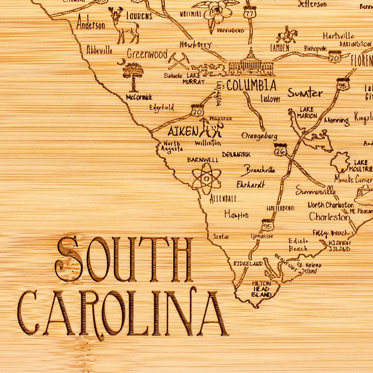 Totally Bamboo A Slice of Life New Jersey State Serving and Cutting Board, 11" x 8.75" - Colors A
