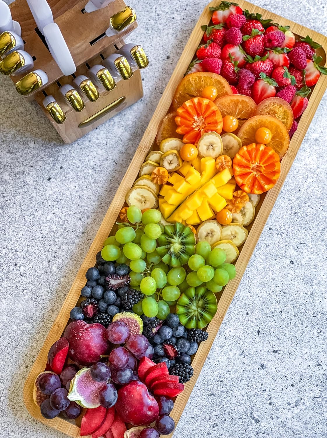 Farberware Build-A-Board Bamboo Cutting Board with Single Storage Compartment, Clear Locking Lid, Black Handles, Perfect for Charcuterie & Snacks