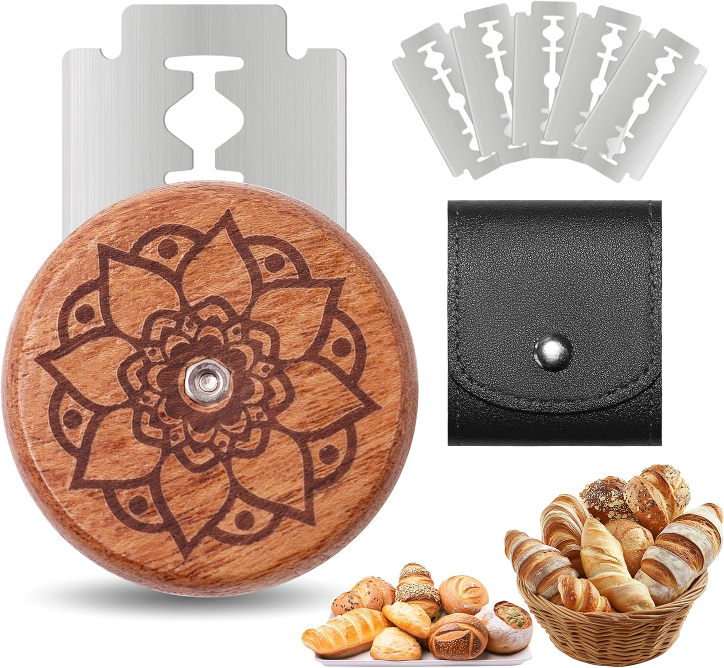 UFO Bread Lame Cutter for Homemade Sourdough,Bread Scorer Tool for Sourdough with 5 Blades and Storage Cover,Slashing Tool Bread Cutting Knife for Artisan Bread and Baguette Makers,Circle