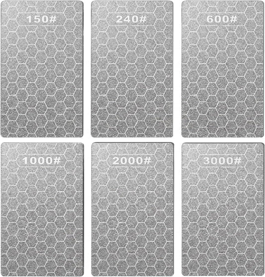 4 Pieces Diamond Sharpening Stone Grit Diamond Plate Honing Stone for Kitchen Sharpening Dull, Blunt or Tired Edges, 5.9 x 2.48 Inches(400/600/1000/1200 Grit)