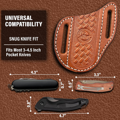 Red Scorpion Handmade Leather Knife Sheath for Belt - EDC Belt Holster for Folding Knife, Leather Sheath for Pocket Knife, Compact EDC Tools Carrier for Outdoor Activities