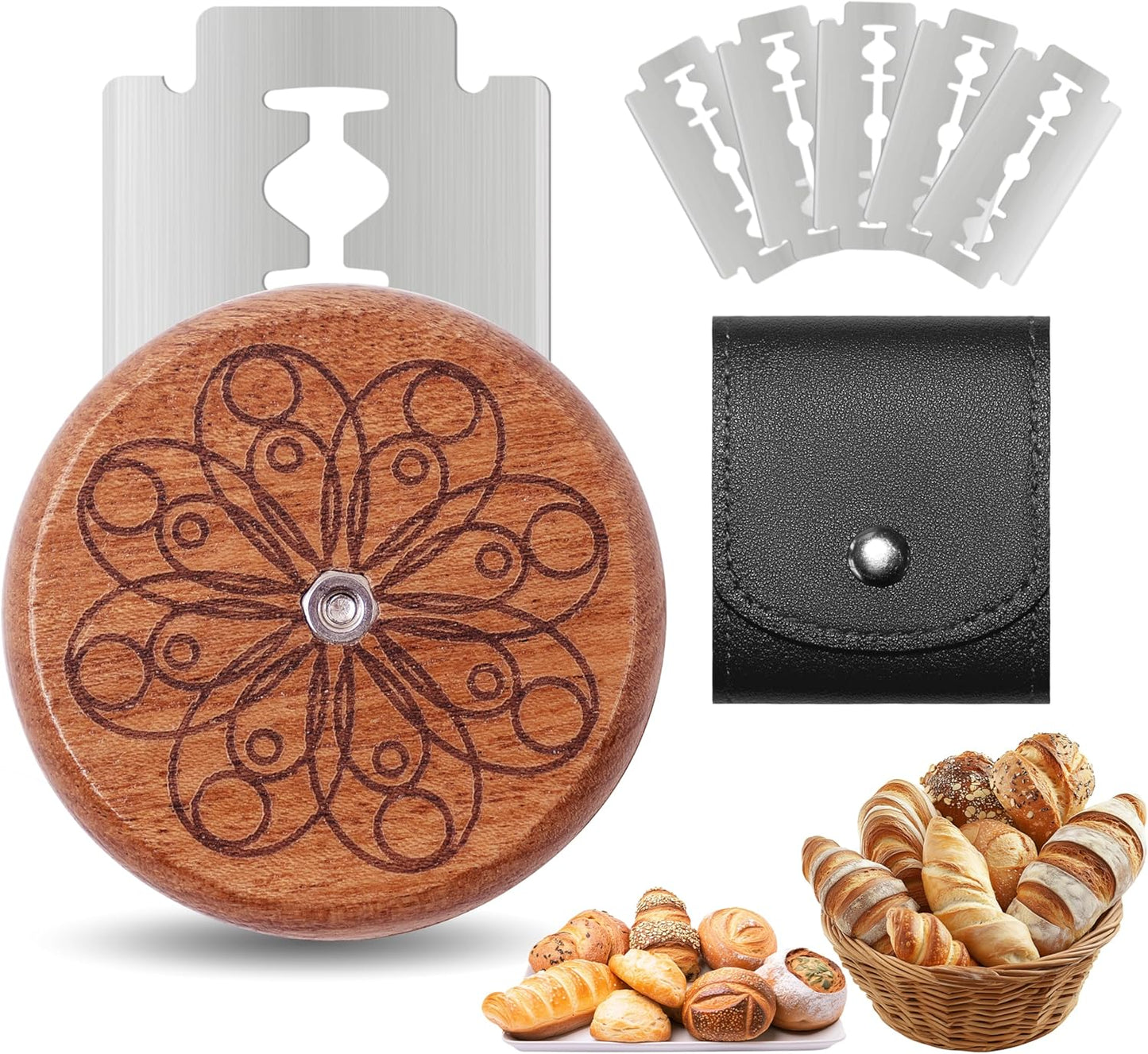 UFO Bread Lame Cutter for Homemade Sourdough,Bread Scorer Tool for Sourdough with 5 Blades and Storage Cover,Slashing Tool Bread Cutting Knife for Artisan Bread and Baguette Makers,Circle
