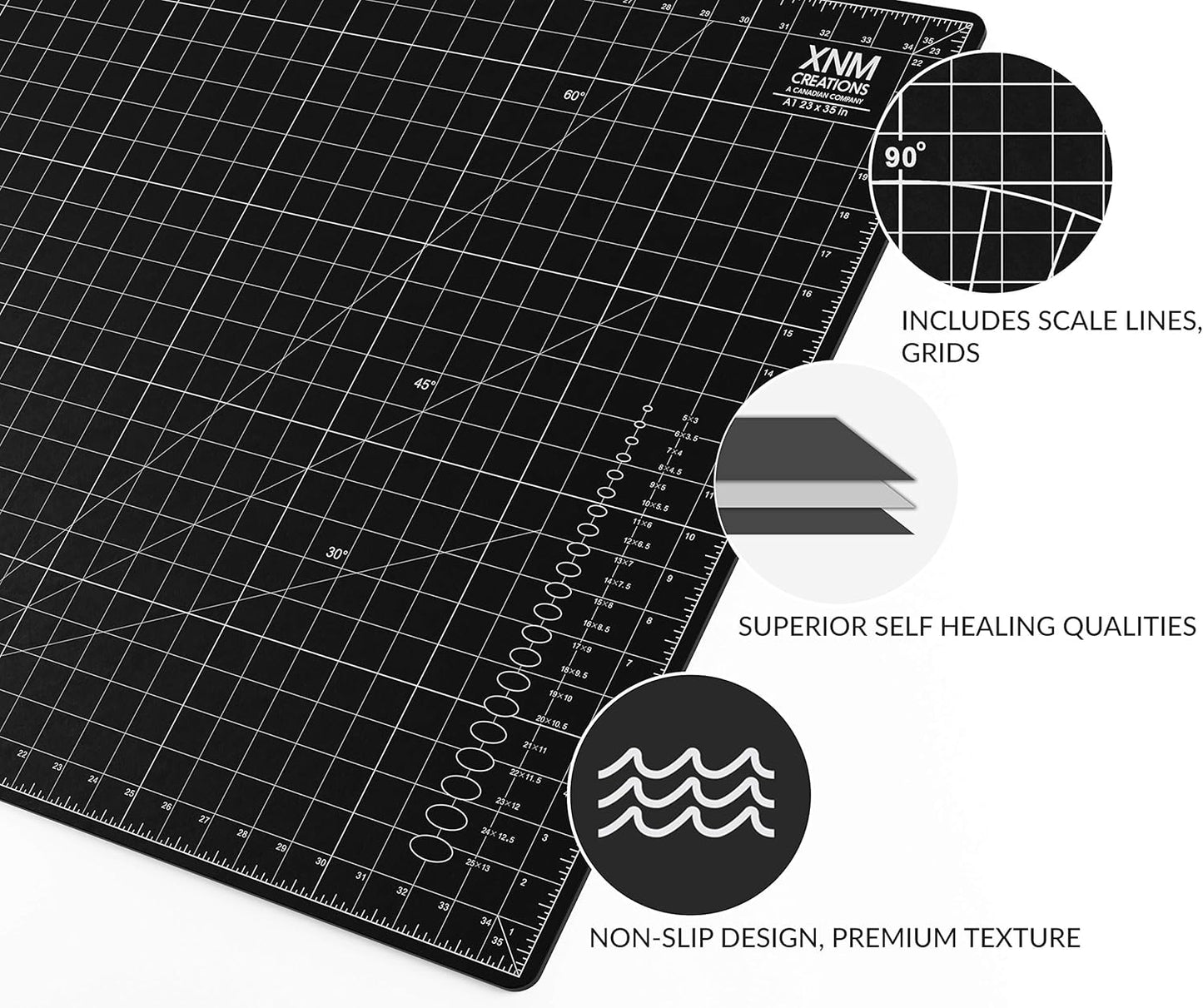 XNM Premium Self Healing Cutting Mat - 8 Inches by 11 inches - A4, 3 Layer Quality PVC Construction - Dual Sided, Imperial and Metric Grid Lines - Perfect for Cutting, Sewing, and Crafts