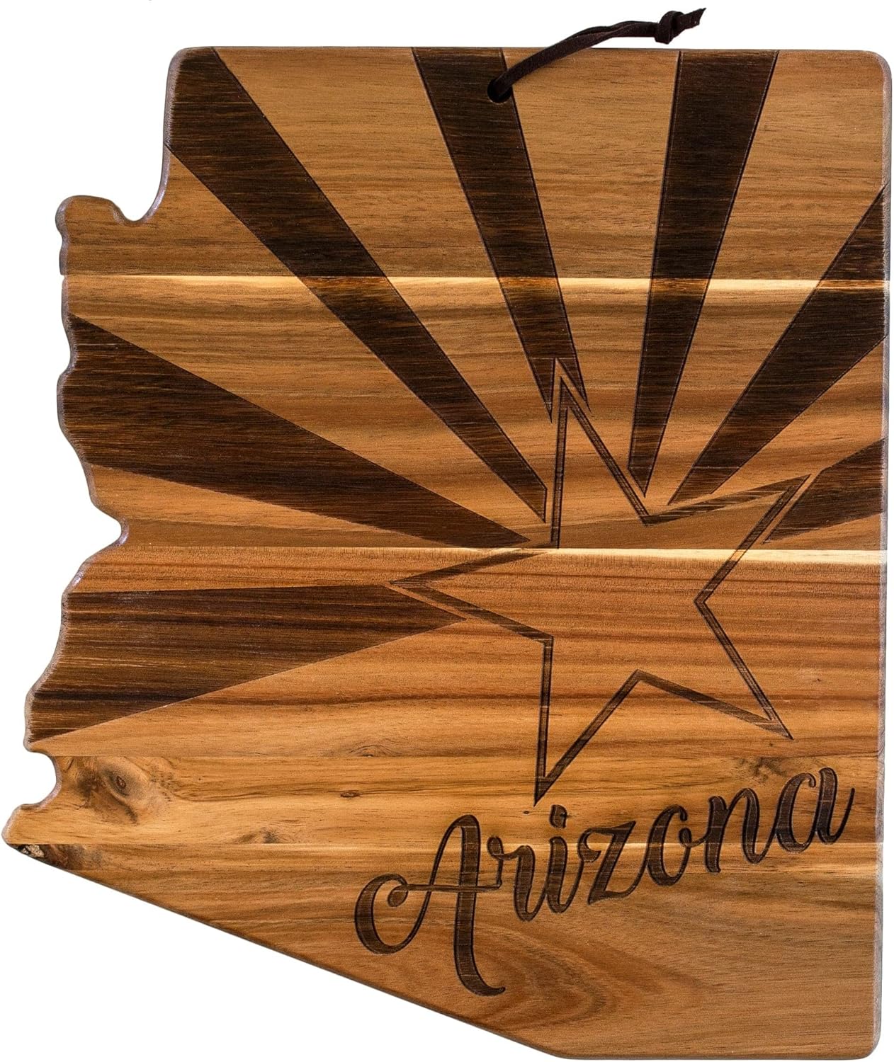 Totally Bamboo Rock & Branch Origins Series New York State Shaped Cutting Board and Charcuterie Serving Tray, Includes Hang Tie for Wall Display