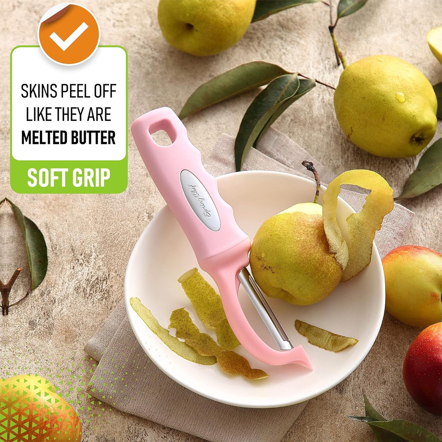 Spring Chef Premium Swivel Vegetable Peeler, Soft Grip Handle and Ultra Sharp Stainless Steel Blades - Perfect Kitchen Peeler For Veggie, Fruit, Potato, Carrot, Apple - Black