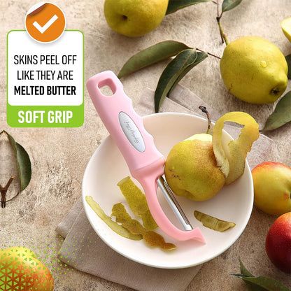 Spring Chef Premium Swivel Vegetable Peeler, Soft Grip Handle and Ultra Sharp Stainless Steel Blades - Perfect Kitchen Peeler For Veggie, Fruit, Potato, Carrot, Apple - Black