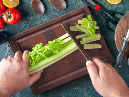 Straga Handmade Reversible End Grain Mahogany Heavy-Duty Chopping Block with Non-Slip Feet, Deep Juice Groove, Built-in Handles - Ideal for Cutting Meat, Cheese, Vegetables (12" x 9", Mahogany)