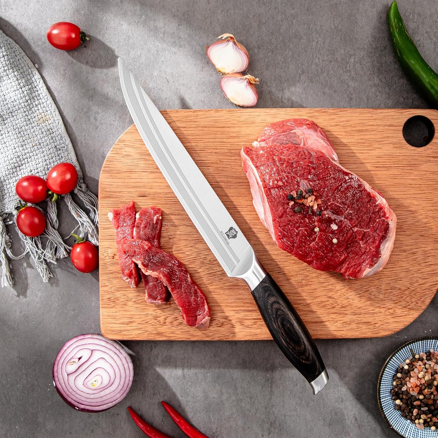 WILDMOK Meat Cleaver Knife 7.8 Inch, Ultra Sharp Chinese Chef's Knives - Kitchen Chopping Knife, German Steel & Ergonomic Handle for Meat Cutting Vegetable Slicing