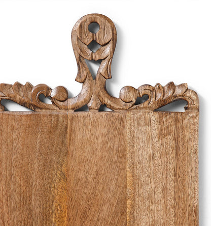 Lightnpro 16 Inch Natural Burnt Wood Chopping Board | Hand Carved Large Cutting Board & Vegetable Tray | Durable Reversible Rustic Kitchen Board | Premium Handcrafted Decorative