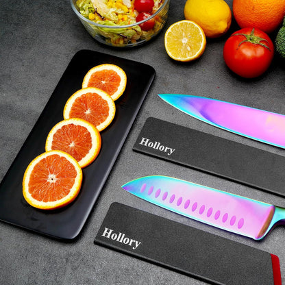 Kitchen Knife Guards Set, Universal Blade Covers, Abs Plastic BPA-Free Blade Protector with Velvet Lining, Professional Kitchen Knife Storage Solution for Home Cooks, Black (2 Pcs)