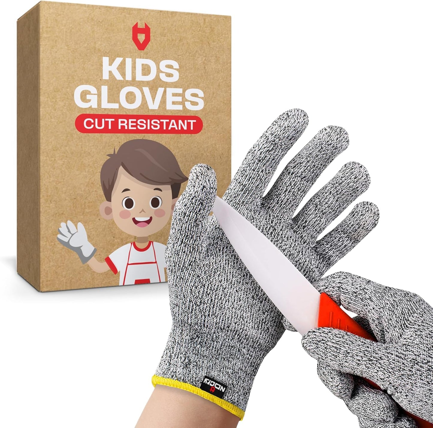 NoCry Kids Cutting Gloves, XXS (4-7 Years) — 100% Food Grade and Level 5 Protection — Comfortable and Lightweight, Yet Tough — Ambidextrous — Ideal for Fishing, Wood Carving and Whittling