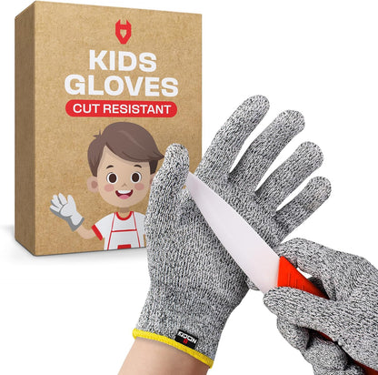 NoCry Kids Cutting Gloves, XXS (4-7 Years) — 100% Food Grade and Level 5 Protection — Comfortable and Lightweight, Yet Tough — Ambidextrous — Ideal for Fishing, Wood Carving and Whittling
