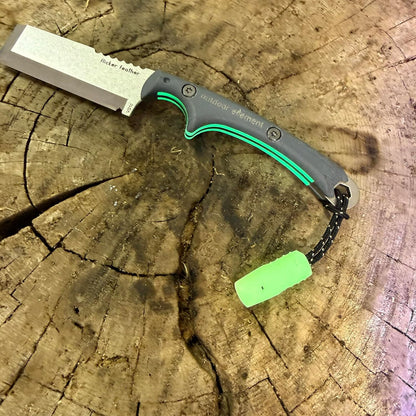 Scout Feather Glow - Fixed Blade Survival Knife with built-in Firestarter for Camping, Hunting, Outdoor Adventure and Culinary Need - VG10 Blade, Whistle, Knife Sharpener, Compact Sheath & G10 Handle