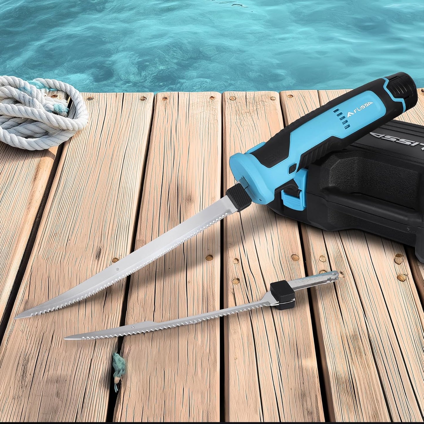 FLISSA Replacement 8" Flex Blade for Electric Fillet Knife in Polished Stainless Steel, Premium Razor Sharp Blade with Reciprocating Construction for Fishing, Filleting, and Cutting