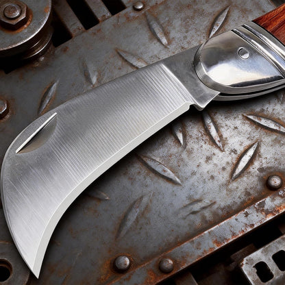 Precision Blade Folding Knife for Grafting & Pruning - 7.28” Total, Contoured Wood Handle, Perfect Control for Gardening, Crafting & Detail Work