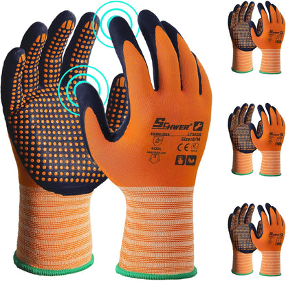 Schwer 3/6/12 Pairs Safety Work Gloves MicroFoam Nitrile Coated, Certified Level 6 Abrasion Resistant Gardening Gloves with MicroDot Grip, Touchscreen, General A1 Cut Resistant Glove, LT5619, S
