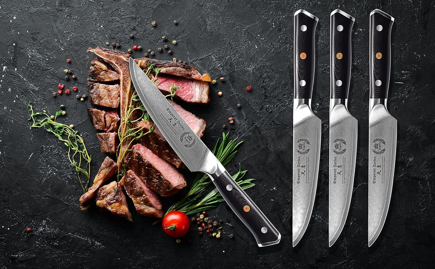 Regalia Paring (Petty) Knife 3.5 inch: Japanese AUS10 Super Steel 67 Layer High Carbon Stainless Damascus Steel Peeling Utility knives