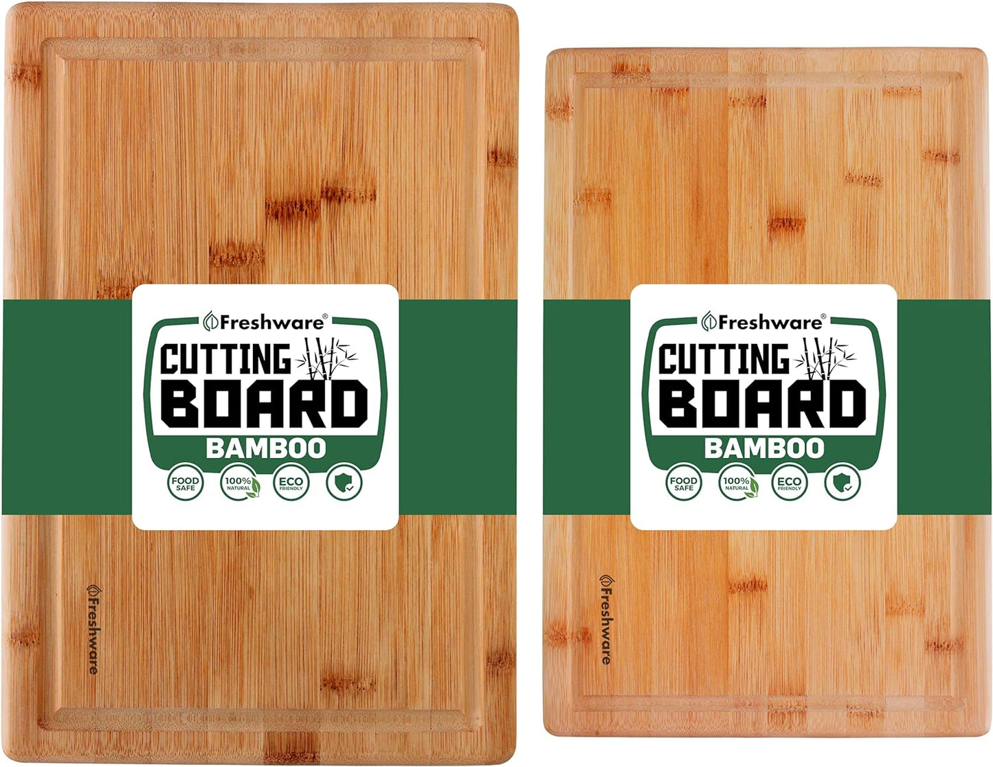 Freshware Bamboo Cutting Board Set of 3, Wooden Cutting Boards for Kitchen, Knife Friendly Food Grade Chopping Board, Lightweight with Hanging Hole for Easy Storage