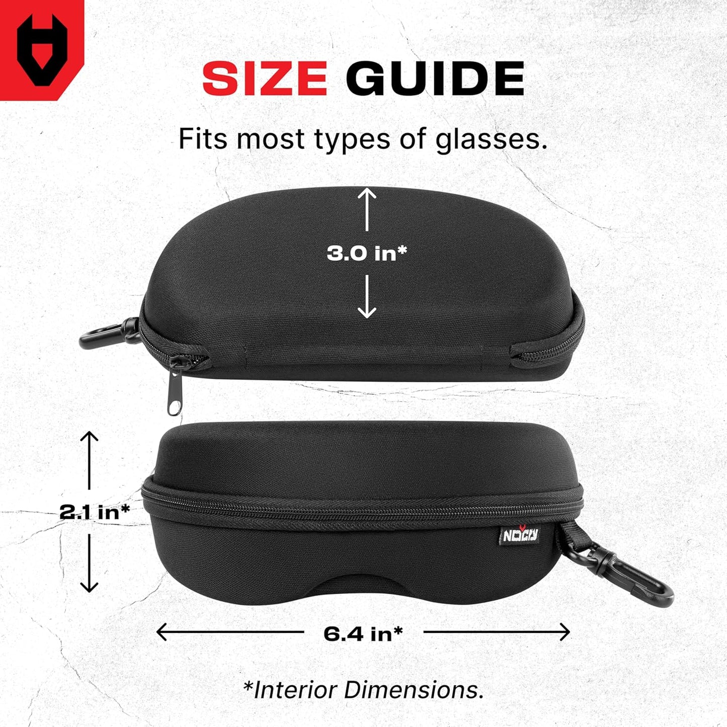 NoCry Water Resistant Safety Glasses Case with Clip - Heavy Duty Semi Hard Large Sunglasses Holder for Men and Women with Cleaning Cloth