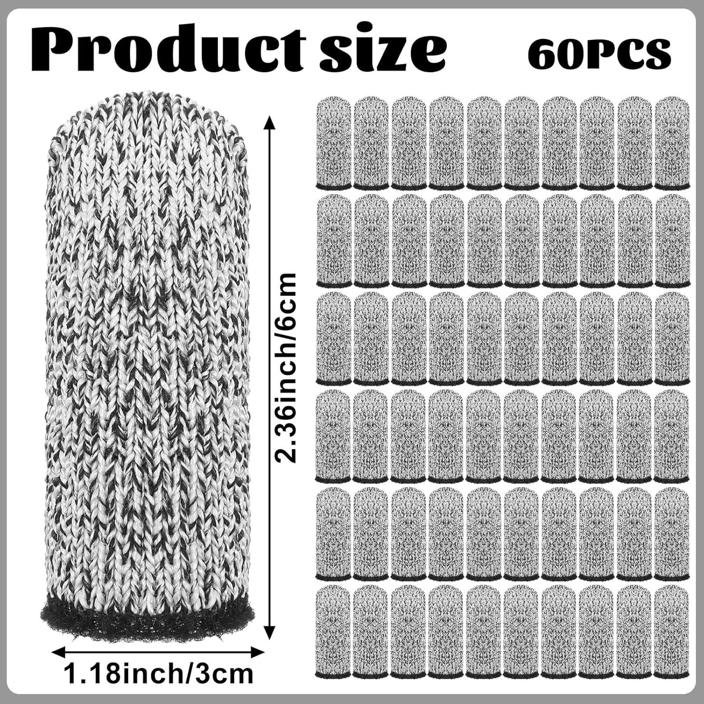 WLLHYF 60 PCS Finger Cots Cut Resistant Protector Reusable Finger Thumb Protector Gloves Gloves Life Extender Durable Non Slip Finger Covers for Kitchen Garden Sculpture Work Grinding Stained Glass