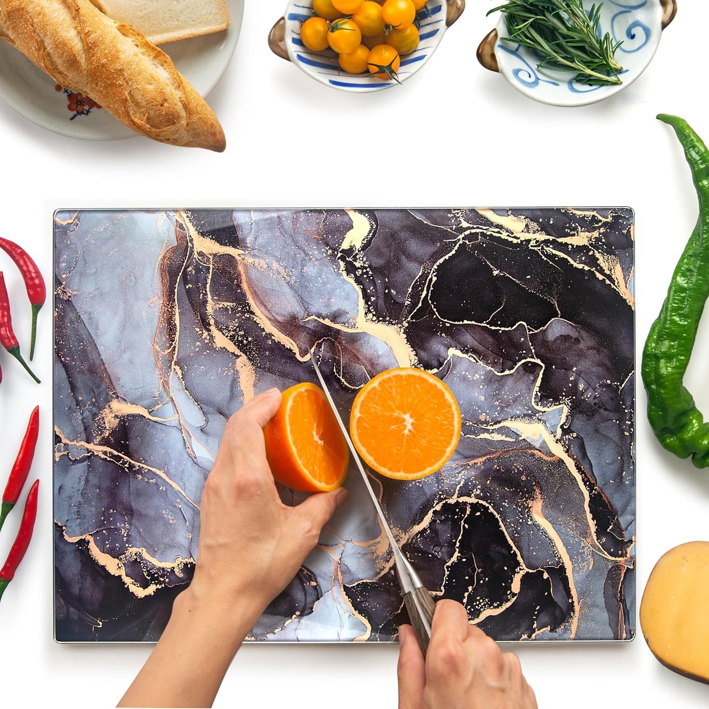 Kitchenville Glass Cutting Board 20”x16”: Tempered Glass Kitchen Counter Protector - Durable- Scratch-Resistant, Heat-Proof - Clear Design
