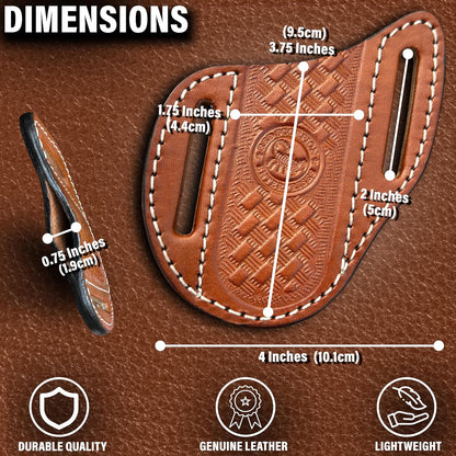 Red Scorpion Handmade Leather Knife Sheath for Belt - EDC Belt Holster for Folding Knife, Leather Sheath for Pocket Knife, Compact EDC Tools Carrier for Outdoor Activities