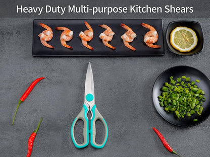 Kitchen Scissors, Stainless Steel Multi-Purpose Cooking Shears Heavy Duty for Meat Chicken Poultry Fish Vegetable Cutting, Dishwasher Safe