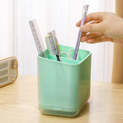 Cutlery Drainer, Utensil Holder Silverware Organizer(Green) | Division Drying Rack, Detachable Draining Base, Sink Caddy Sponge Brush, Thicker Material Large Capacity