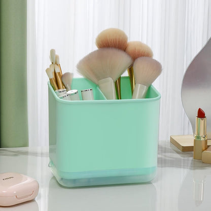 Cutlery Drainer, Utensil Holder Silverware Organizer(Green) | Division Drying Rack, Detachable Draining Base, Sink Caddy Sponge Brush, Thicker Material Large Capacity
