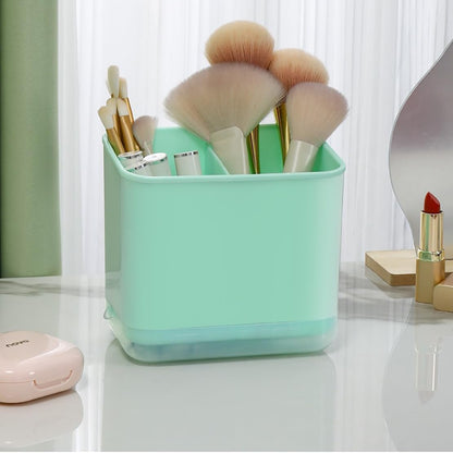 Cutlery Drainer, Utensil Holder Silverware Organizer(Green) | Division Drying Rack, Detachable Draining Base, Sink Caddy Sponge Brush, Thicker Material Large Capacity