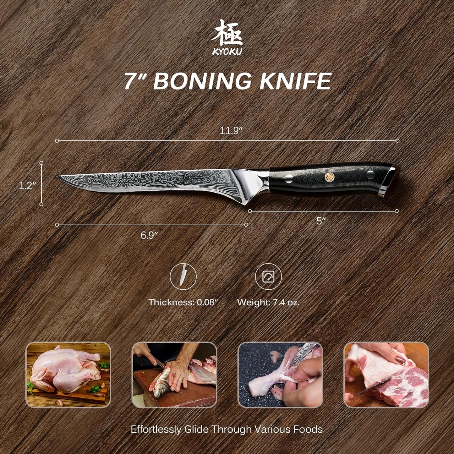 KYOKU Chef Knife - 8"- Shogun Series Japanese Style VG10 Steel Core Hammered Damascus Blade Kitchen Knife - with Sheath & Case