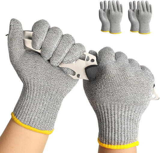 Schwer 2 Pairs High Level ANSI A7 Cut Resistant Gloves, Food Grade Cutting Gloves for Chef, Mandoline Glove for Kitchen Meat Cutting, Wood Caving, Ambidextrous, Breathable & Cool, PR1508, L