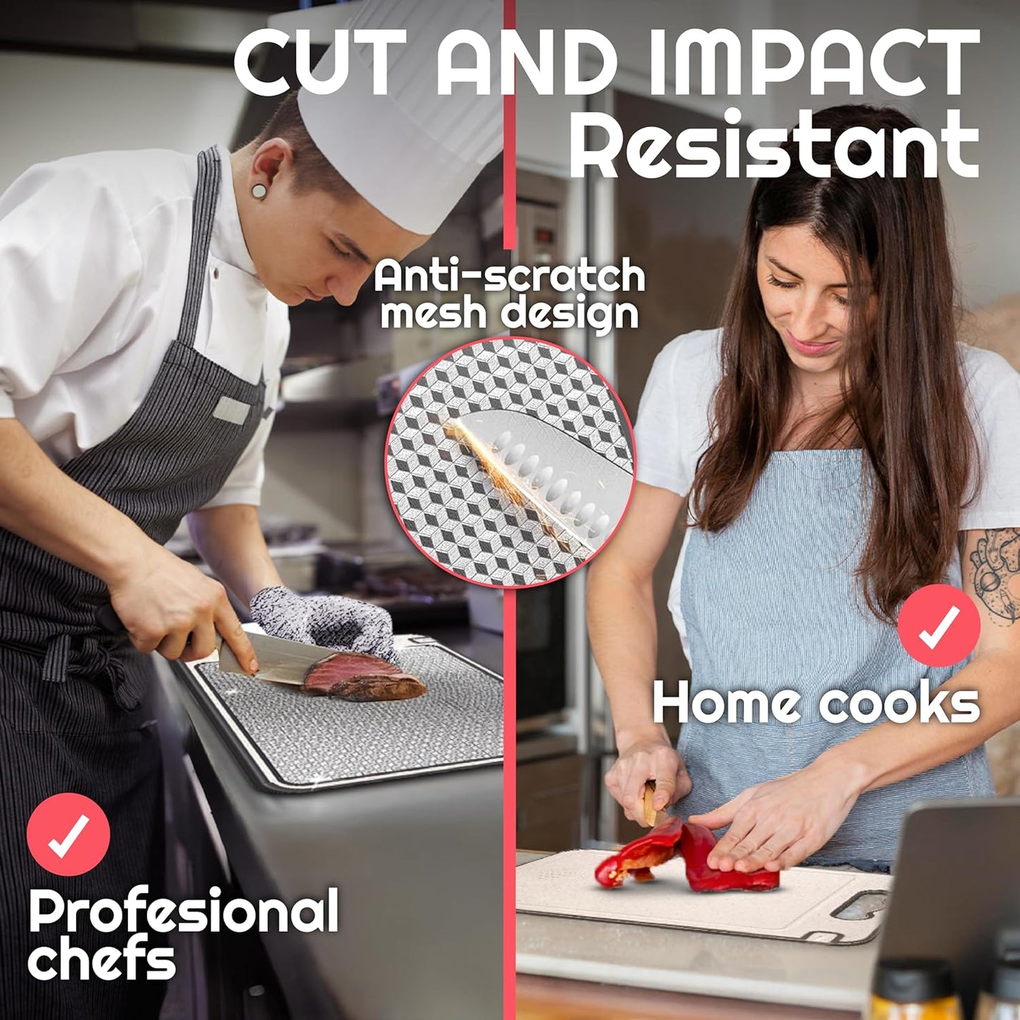 Double-Sided Stainless Steel Cutting Board for Meat & Vegetables – Non-Toxic, Easy to Clean, Includes Cut-Resistant Gloves & Sharpener