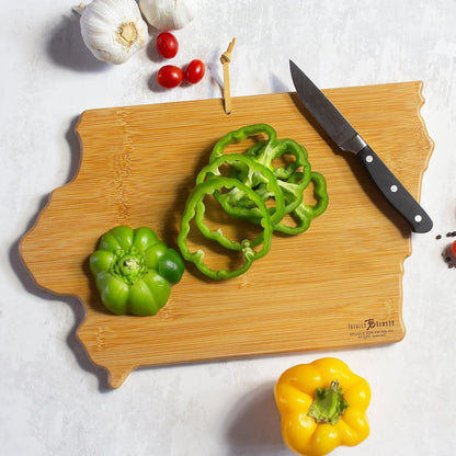 Totally Bamboo Tennessee State Shaped Cutting Board and Charcuterie Serving Platter with Artwork by Fish Kiss, Includes Hang Tie for Wall Display - Colors A