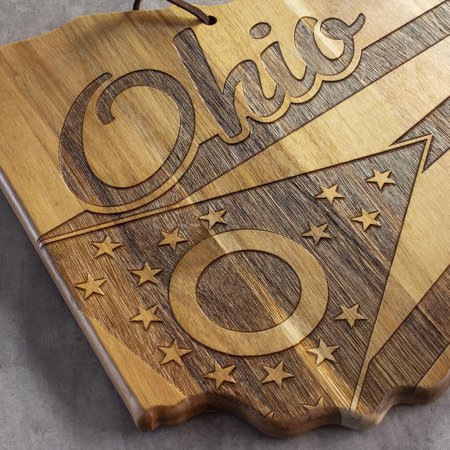 Totally Bamboo Rock & Branch Origins Series New York State Shaped Cutting Board and Charcuterie Serving Tray, Includes Hang Tie for Wall Display