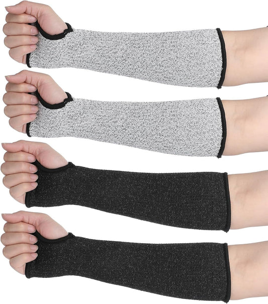 2 Pairs Cut Resistant Sleeves Protective Arm Sleeves Safety Arms Protection Sleeves with Thumb Hole for Thin Skin and Bruising, for Gardening Welding Kitchen Arm Guards for Biting Pet Grooming