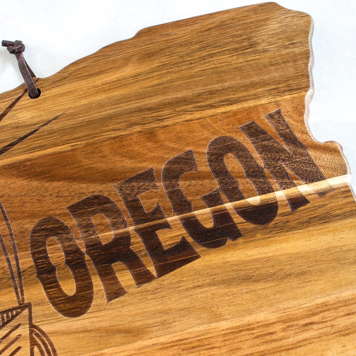 Totally Bamboo Rock & Branch Origins Series New York State Shaped Cutting Board and Charcuterie Serving Tray, Includes Hang Tie for Wall Display