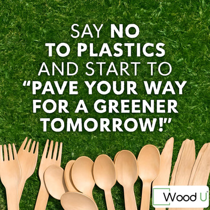 WoodU Disposable Wooden knives 100% All-Natural, Eco-Friendly, Biodegradable, and compostable knives - Pack of 100-6.5" Butter Cheese Knife Wooden Utensil