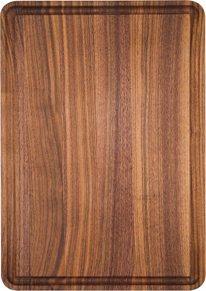 AZRHOM Large End Grain Walnut Wood Cutting Board 17x13x1.5 in Thick Butcher Block for Kitchen with Non-slip Mats Juice Groove & Handles (Gift Box)