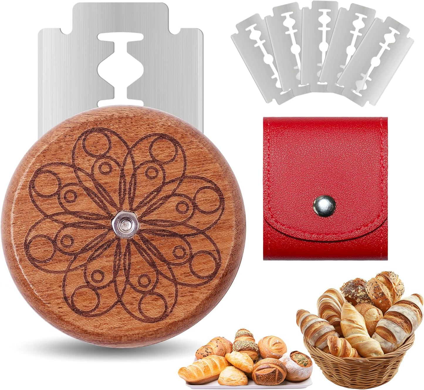 UFO Bread Lame Cutter for Homemade Sourdough,Bread Scorer Tool for Sourdough with 5 Blades and Storage Cover,Slashing Tool Bread Cutting Knife for Artisan Bread and Baguette Makers,Circle