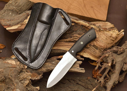Fixed Blade Hunting Forged Tracker Knife - 8 Inches Carbon Steel Razor Sharp Blade Full Tang Bushcraft Knives with Premium Leather Belt Sheath. Used For Hunting Outdoor Camping, Hiking, Skining Knife.