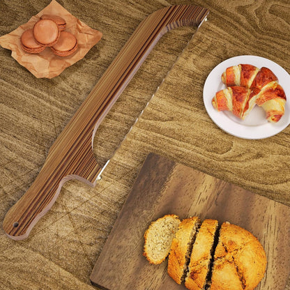 Bread Knife - for Homemade Bread, 14.5" Wooden Sourdough Bread Slicer with Bow Design, Premium Stainless Steel Serrated Saw Bread Cutter for Bagels, Baguettes (stainless steels)
