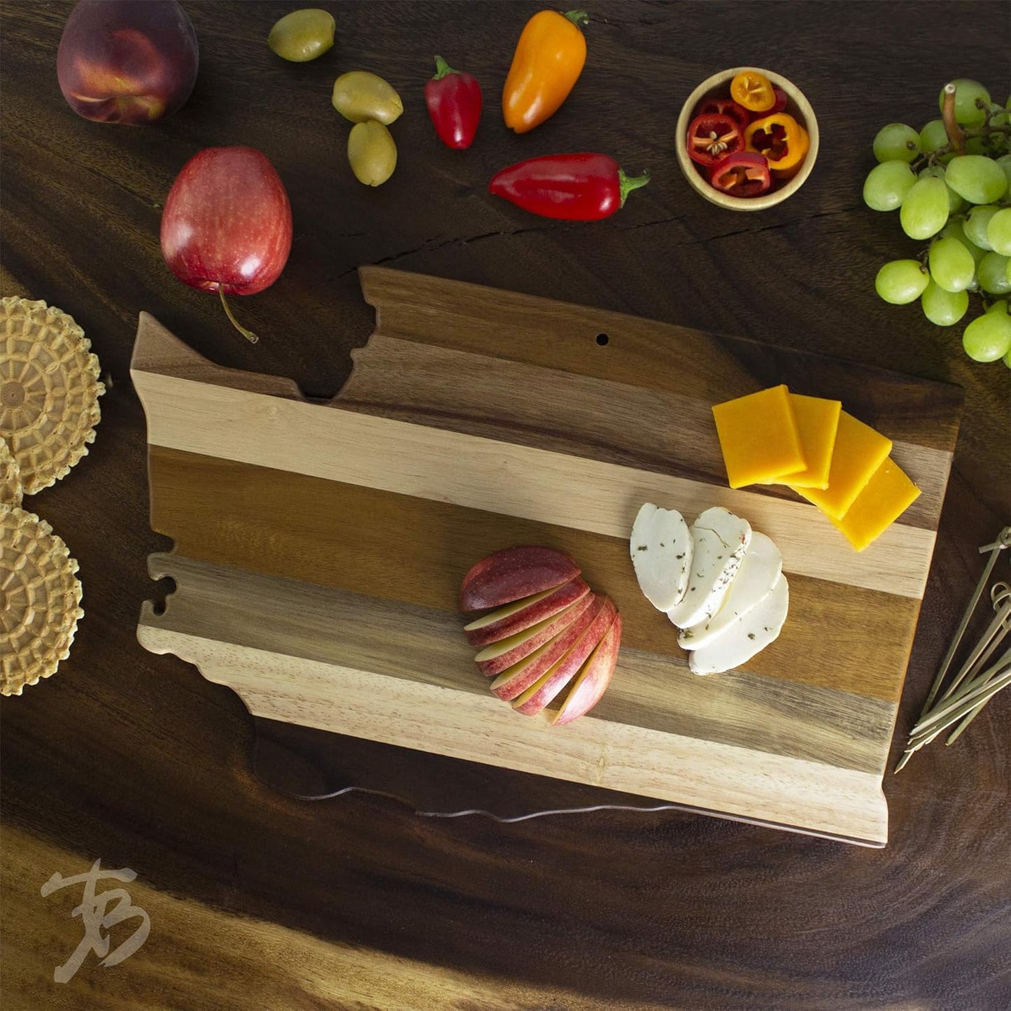Totally Bamboo Rock & Branch Series Shiplap Michigan State Shaped Wood Serving and Cutting Board | Great for Wall Art