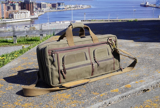 Tolredo Waxed Canvas Chef Knife Bag Holds 20 Knives PLUS Steel Meat Cleaver Large Storage Compartment Durable Professional Water Resistant Knife Carrier (Olive Green)