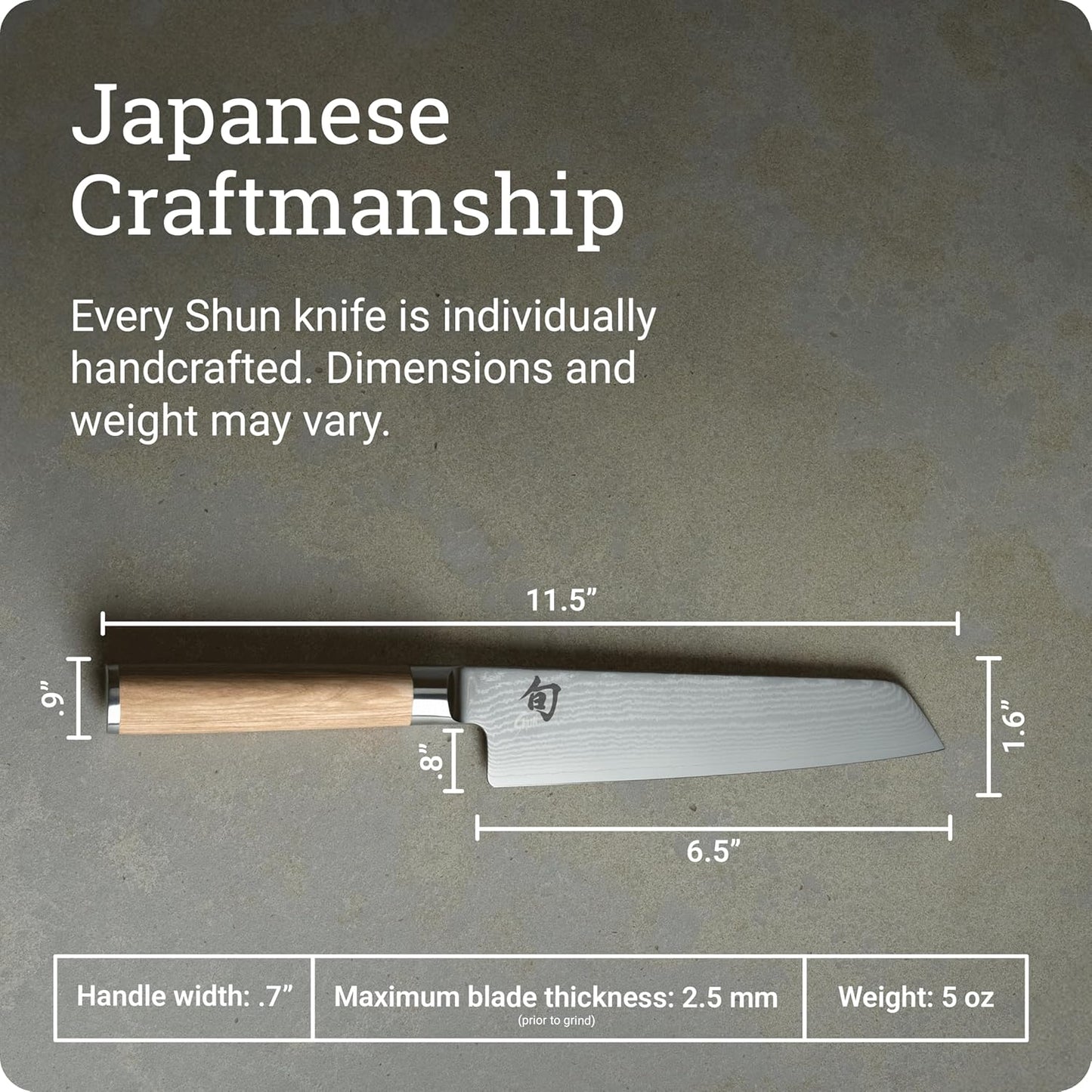 Shun Classic Blonde 6.5" Master Utility Knife, Handcrafted Japanese Knife, VG-MAX Core with Damascus Stainless Steel Cladding, Pakkawood Handle, Precision and Sharpness for Professional and Home Chefs
