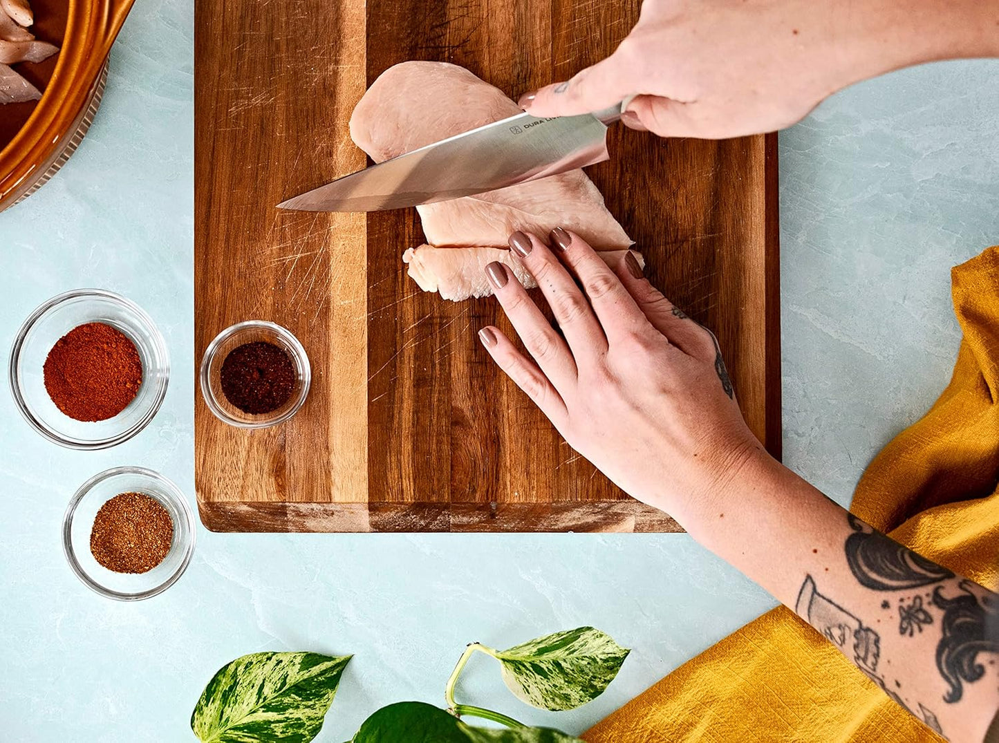 DURA LIVING 2-Piece Kitchen Knife Set – Ultra Sharp Precision German Stainless Steel Blades, 5” Utility & 3.5” Paring Knife with Ergonomic Handles, Multipurpose for Slicing & Peeling, Black Handle