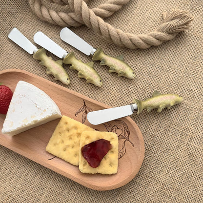 UP UPware Sea Turtle Cheese Spreaders, Hand-Painted Resin Handles with Stainless Steel Blades for Spreading Cream Cheese, Butter, Jam, or Sandwich, Set of 4
