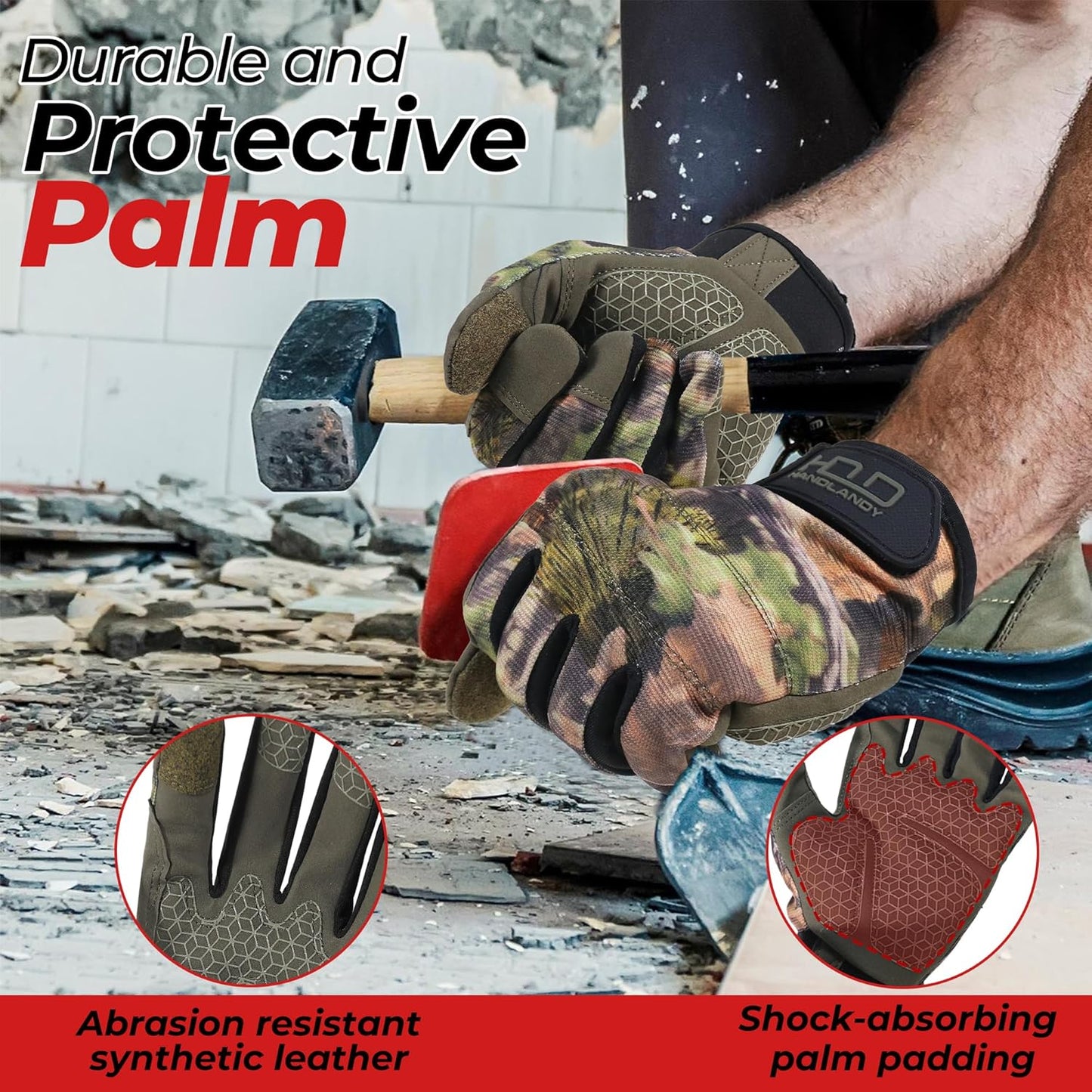 HANDLANDY Work Gloves for Men & Women, Utility Mechanic Working Gloves Touch Screen, Flexible Gardening Gloves for Yard