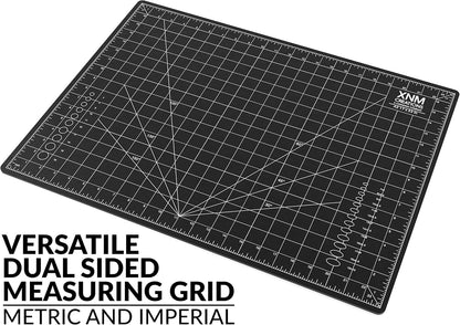 XNM Premium Self Healing Cutting Mat - 8 Inches by 11 inches - A4, 3 Layer Quality PVC Construction - Dual Sided, Imperial and Metric Grid Lines - Perfect for Cutting, Sewing, and Crafts